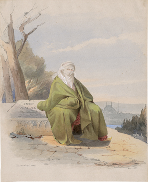 Lot 6733, Auction  128, Bellanti, Michele, Verschleierte Frau am Bosporus, im Hintergrund die Silhouette von Istanbul
