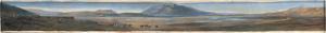 Lot 6737, Auction  128, Deutsch, Mitte 19. Jh. Panoramaansicht einer lateinamerikanischen Hochebene mit Reitern
