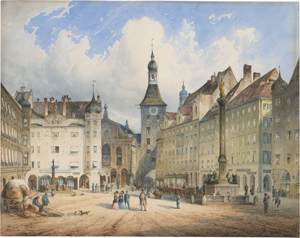 Lot 6763, Auction  128, Doll, Anton, Der Münchner Marienplatz nach Osten mit dem Alten Rathaus