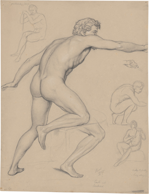 Lot 6767, Auction  128, Henze, Robert, Studienblatt mit kniendem männlichen Akt