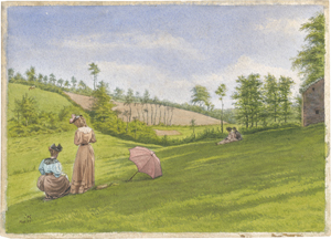 Lot 6777, Auction  128, Französisch, 1893. Sommerliche Landpartie mit zeichnender Dame