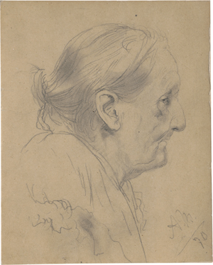 Lot 6781, Auction  128, Menzel, Adolph von, Alte Bäuerin im Profil, nach rechts blickend