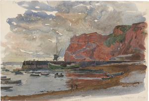 Lot 6787, Auction  128, Kley, Heinrich, Der Hafen und die roten Klippen von Helgoland