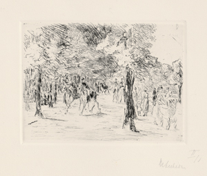 Lot 7008, Auction  128, Liebermann, Max, Tiergarten mit Reitern und Spaziergängern