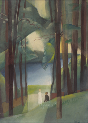 Lot 7051, Auction  128, Grunwaldt, Paul, Waldlandschaft mit Spaziergängern