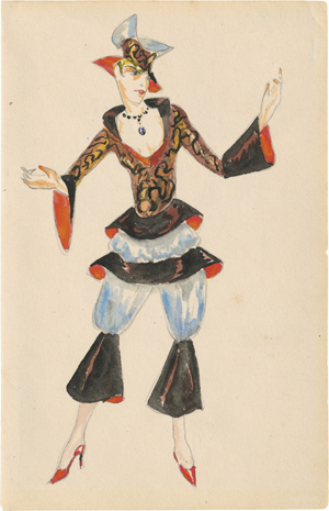 Lot 7120, Auction  128, Masjutin, Wassili Nikolajewitsch, Kostümentwurf für eine Dame im Phantasieanzug