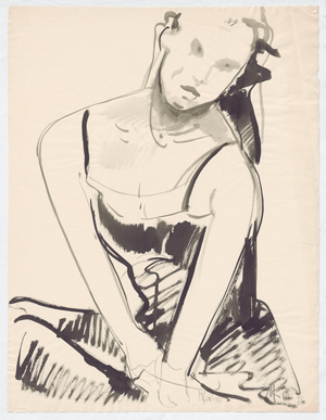 Lot 8050, Auction  128, Kaus, Max, Sitzende Frau im Trägerkleid