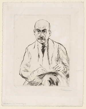 Lot 8068, Auction  128, Liebermann, Max, Selbstbildnis des Siebzigjährigen, von vorn, zeichnend