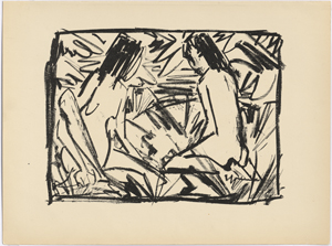 Lot 8087, Auction  128, Mueller, Otto, Badende (Ein sitzendes und ein kniendes Mädchen unter Blättern)