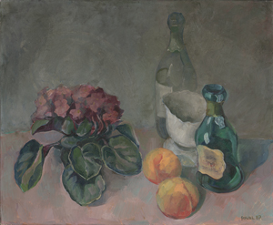 Lot 8198, Auction  128, Feinstein, Pavel, Stilleben mit Hortensie, Flaschen und Aprikosen