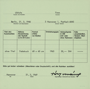 Lot 8377, Auction  128, Ulrichs, Timm, Vorsicht, Kunst!