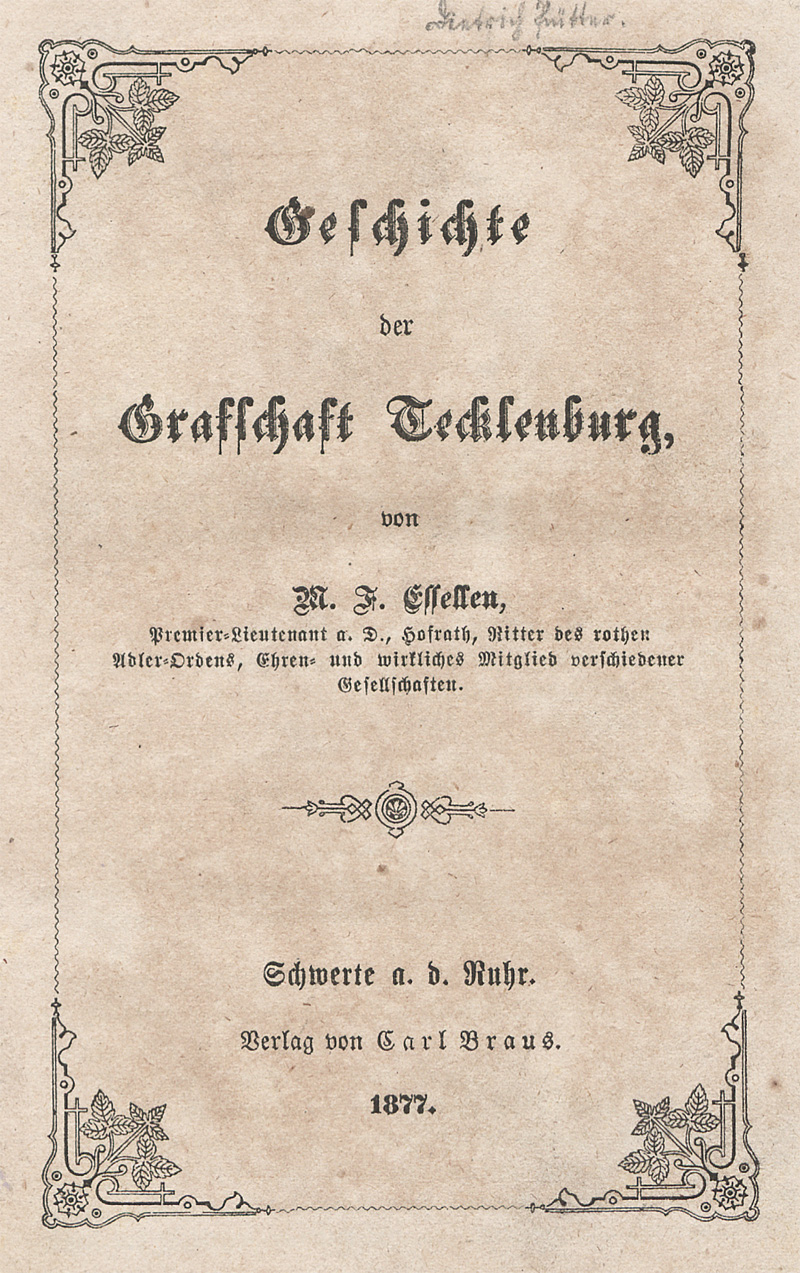 Lot 126, Auction 128, Essellen, Moritz Friedrich, Geschichte der Grafschaft Tecklenburg