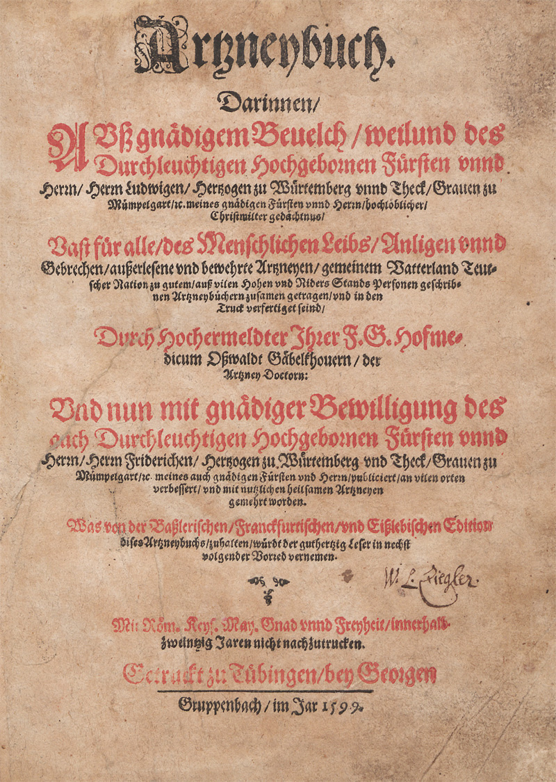 Lot 213, Auction  128, Gabelkover, Oswald, Artzneybuch