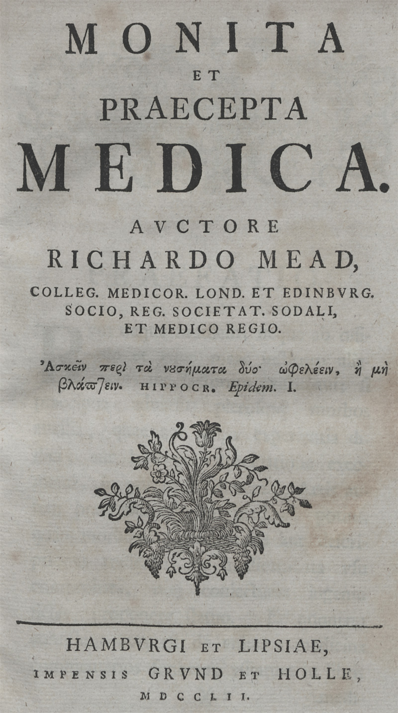 Lot 227, Auction 128, Mead, Richard, Monita et praecepta medica