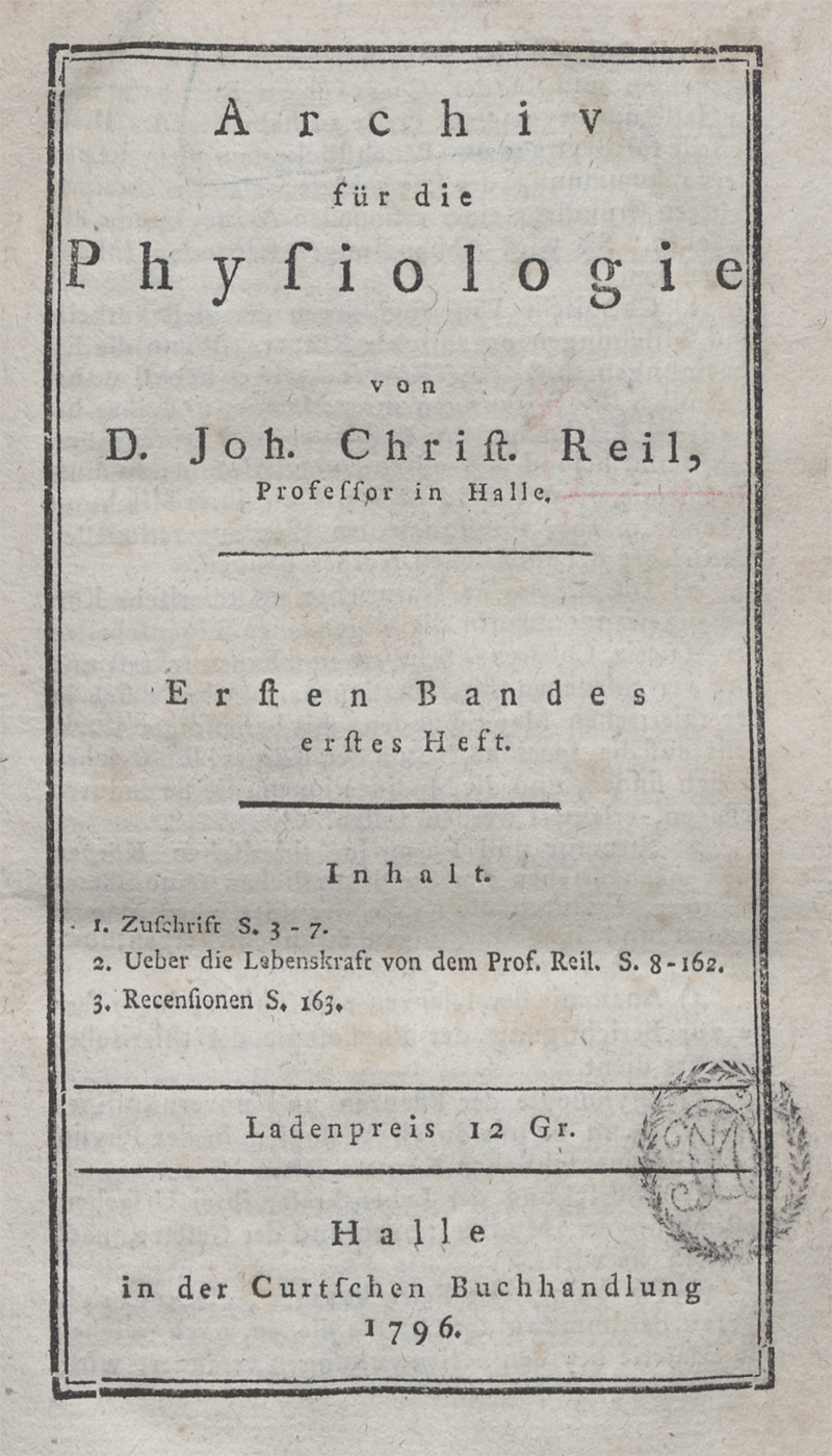 Lot 230, Auction 128, Reil, Johann Christian, Archiv für die Physiologie