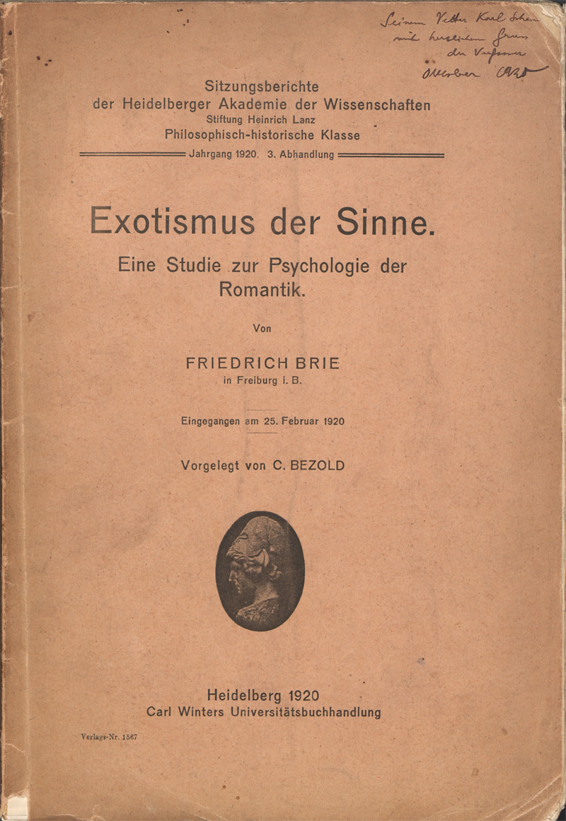 Lot 256, Auction 128, Brie, Friedrich, Exotismus der Sinne +Eigenh. Brief m. U. des Verfassers