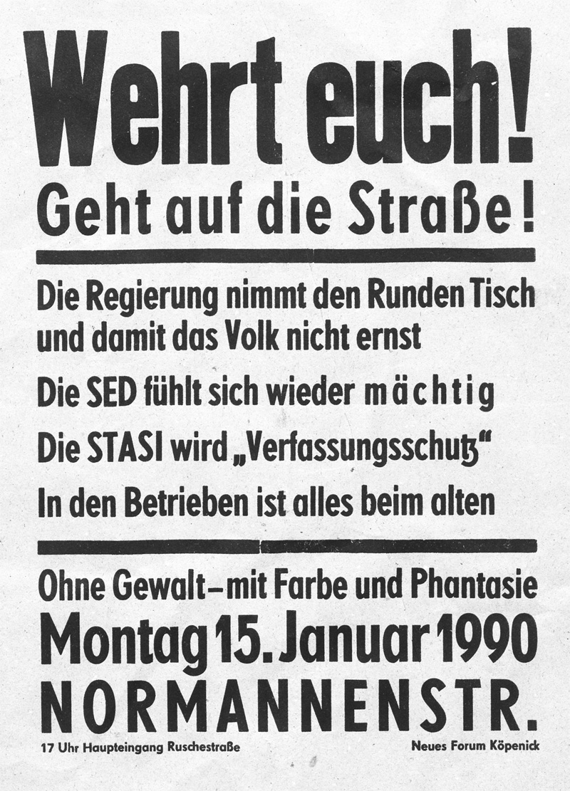 Lot 476, Auction  128, Neues Forum, Wehrt euch! Geht auf die Straße!