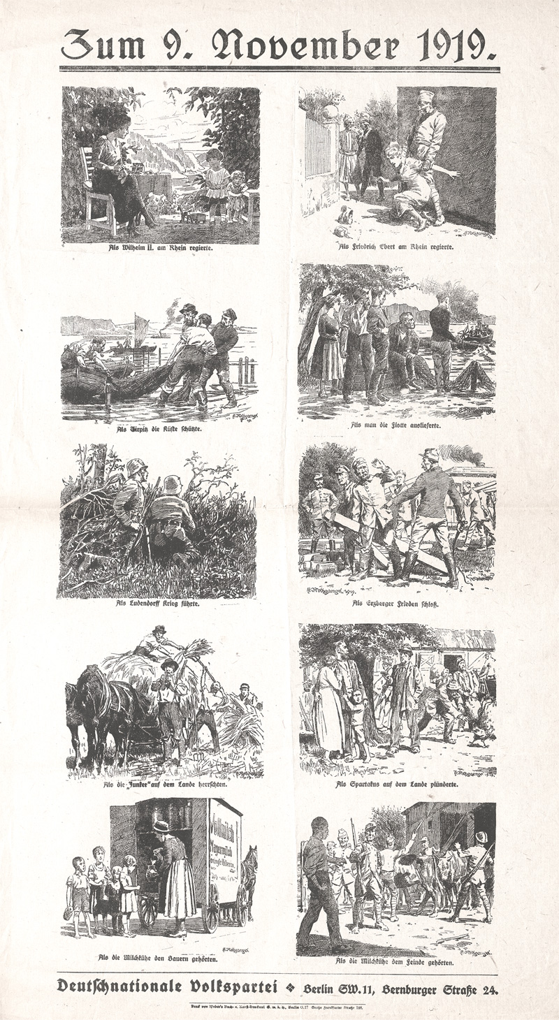 Lot 485, Auction 128, Zum 9. November 1919, Politischer Bilderbogen mit 10 Holzstich-Illustrationen von Herbert Rothgaengel