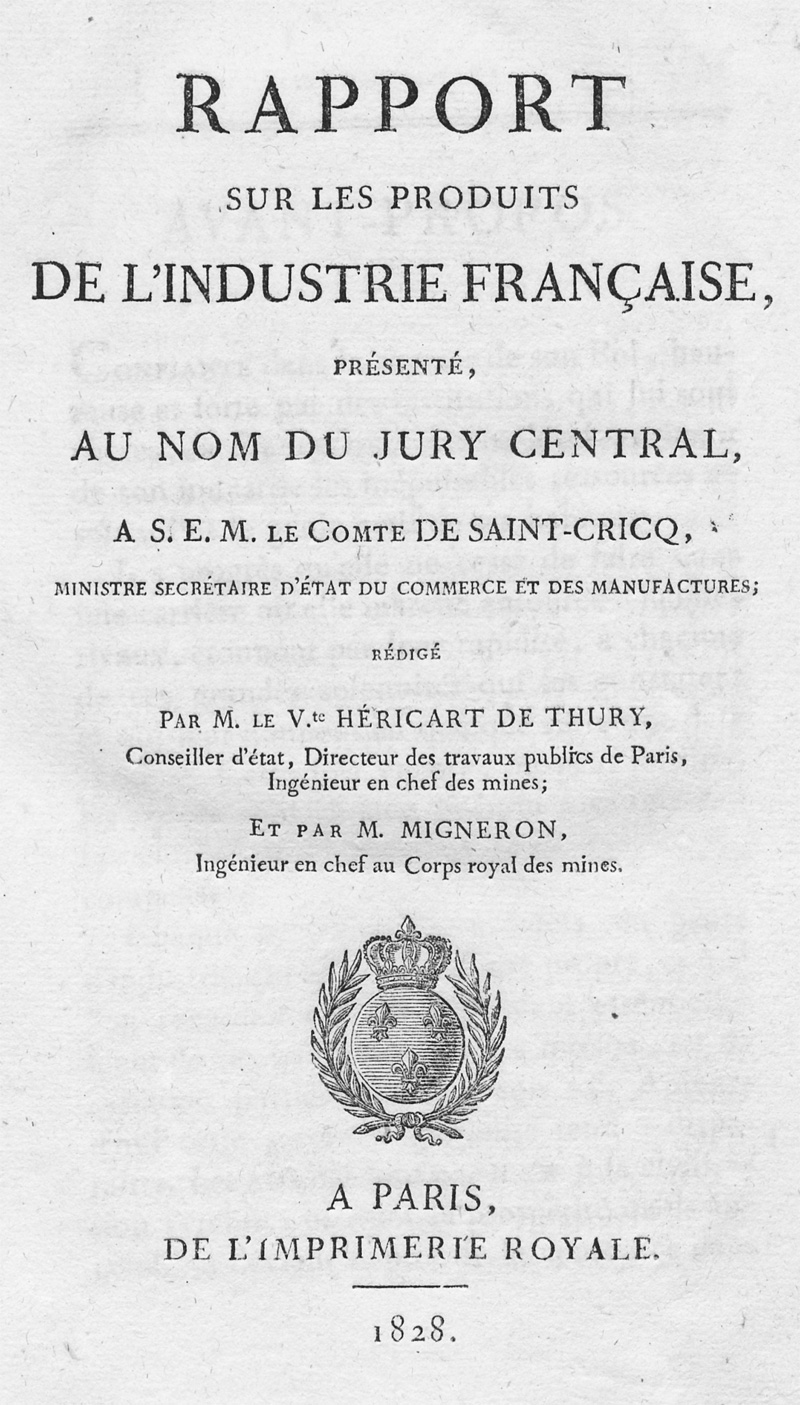 Lot 501, Auction 128, Héricart de Thury, Rapport sur les produits de l'industrie française