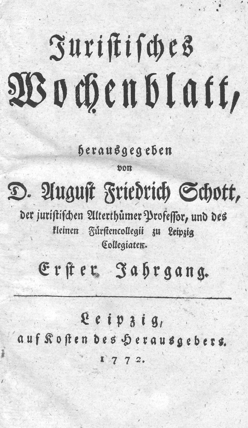 Lot 504, Auction 128, Juristisches Wochenblatt, herausgegeben von August Friedrich Schott