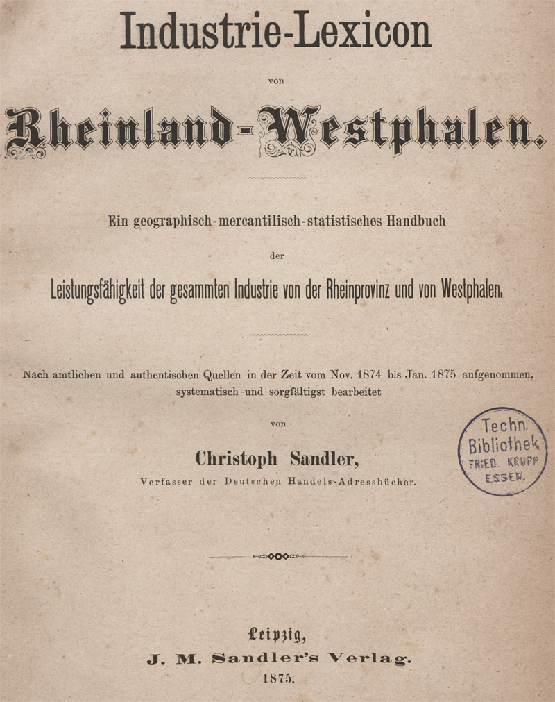 Lot 516, Auction  128, Sandler, Christoph, Industrie-Lexicon von Rheinland-Westphalen