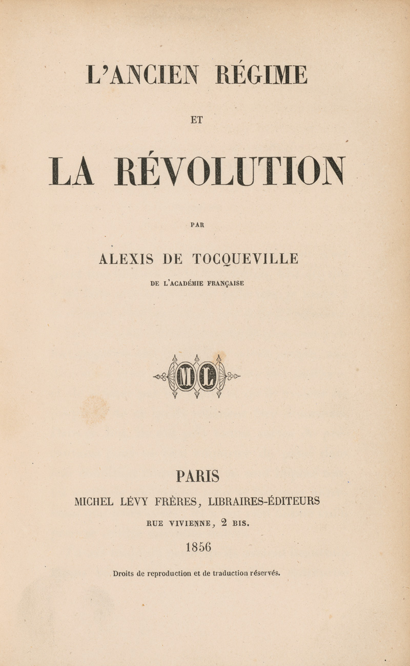 Lot 522, Auction 128, Tocqueville. A. de, L'Ancien Régime