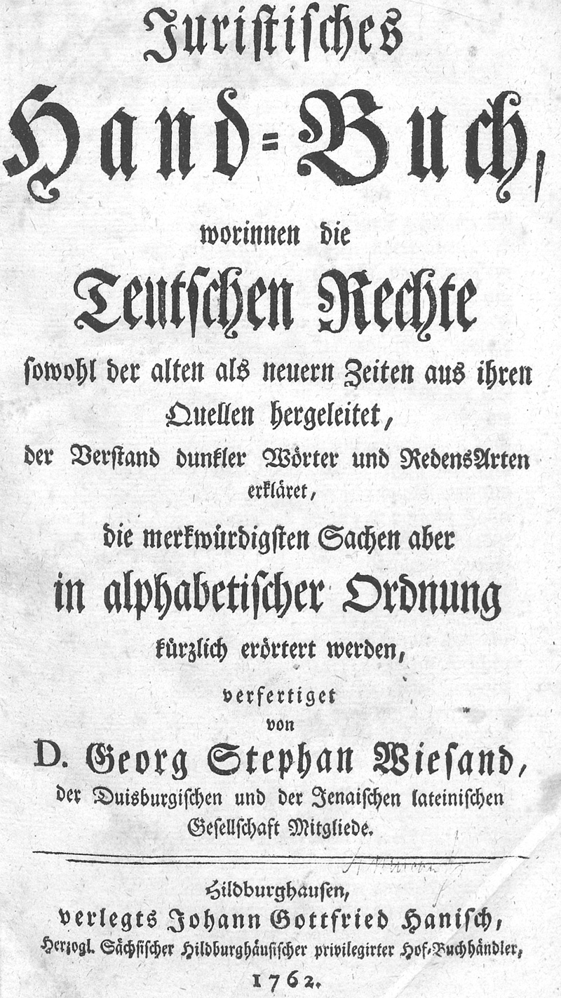 Lot 528, Auction 128, Wiesand, Georg Stephan, Juristisches Hand-Buch