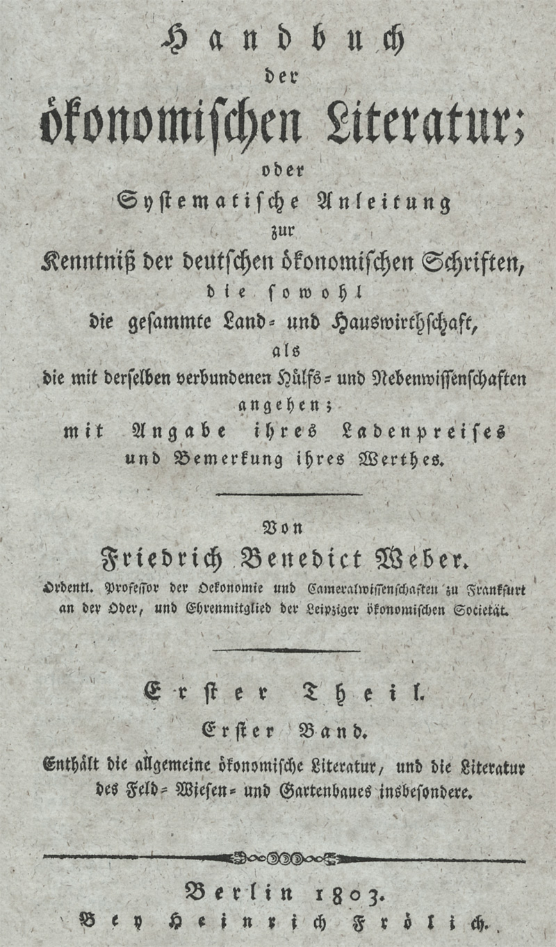 Lot 546, Auction 128, Weber, Friedrich Benedict, Handbuch der ökonomischen Literatur