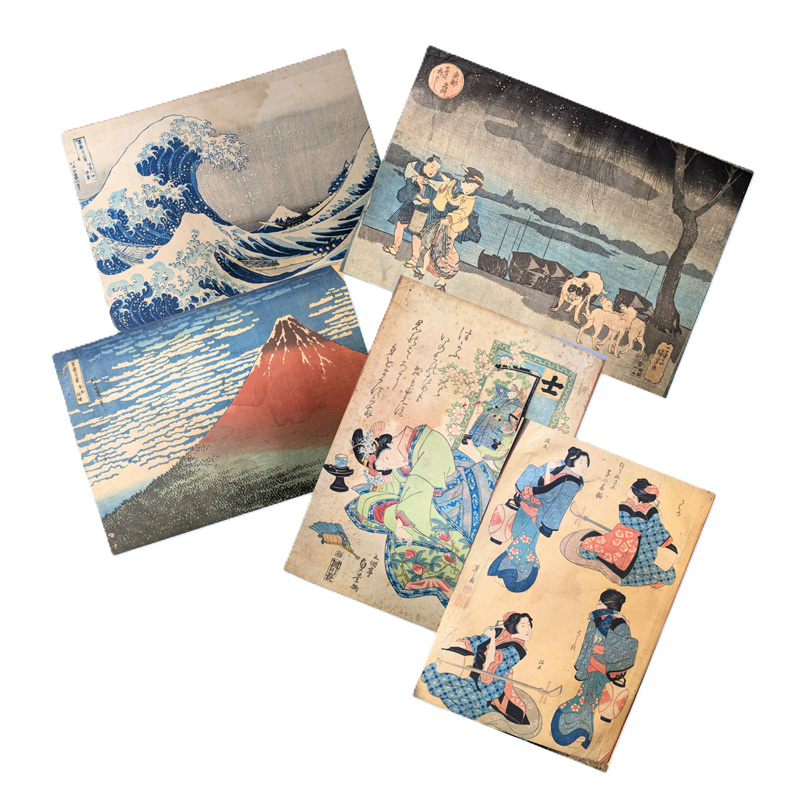 Lot 587, Auction 128, Ukiyo-e Blockbuch, Privat kompiliertes Sammelalbum mit 37 japanischen Farbholzschnitten