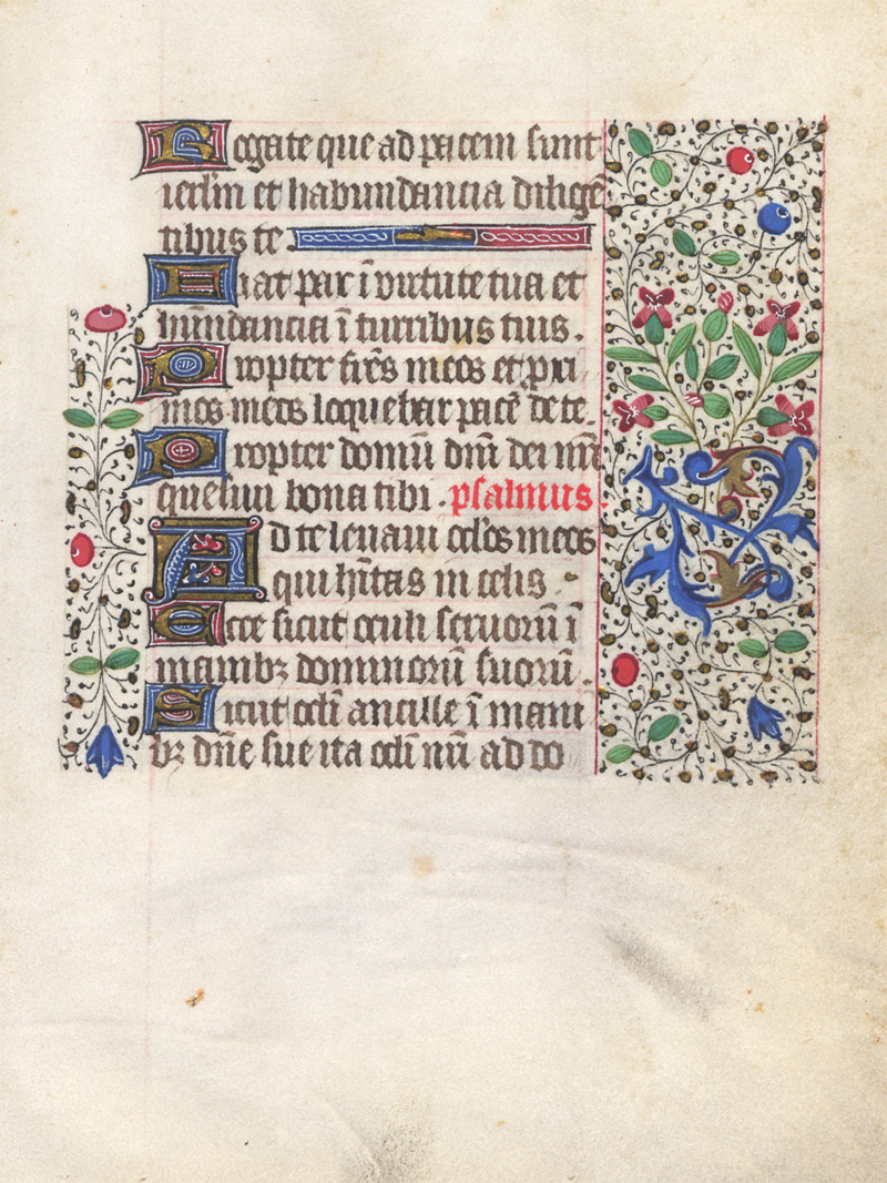 Lot 1007, Auction 128, Dornblattranken-Bordüren, 4 Blätter aus einem spätmittelalterlichen Stundenbuch in lateinischer Handschrift auf Pergament