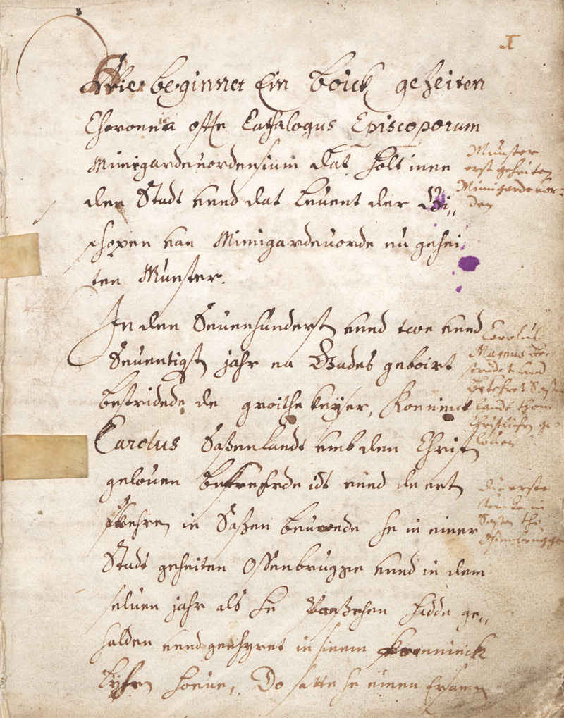 Lot 1012, Auction 128, Chronik der Bischöfe von Mimigardeford, Westfälische Handschrift auf Papier.