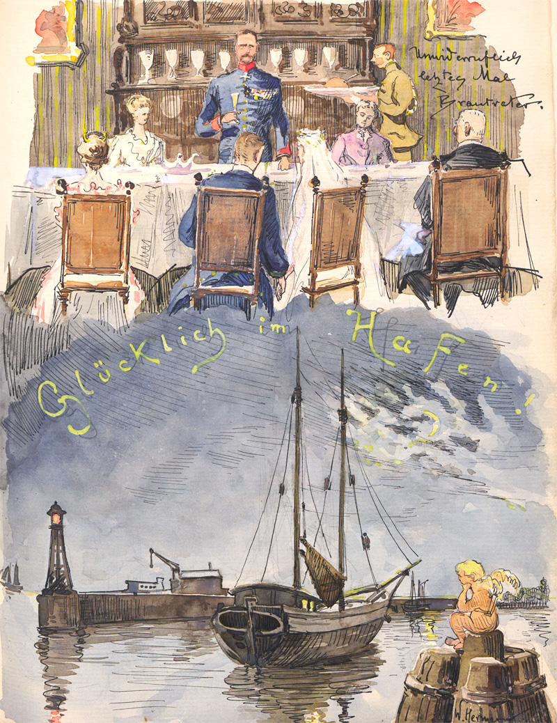 Lot 1027, Auction 128, Gästebuch der Familie von Schimmelmann, Mit 4 Aquarellen