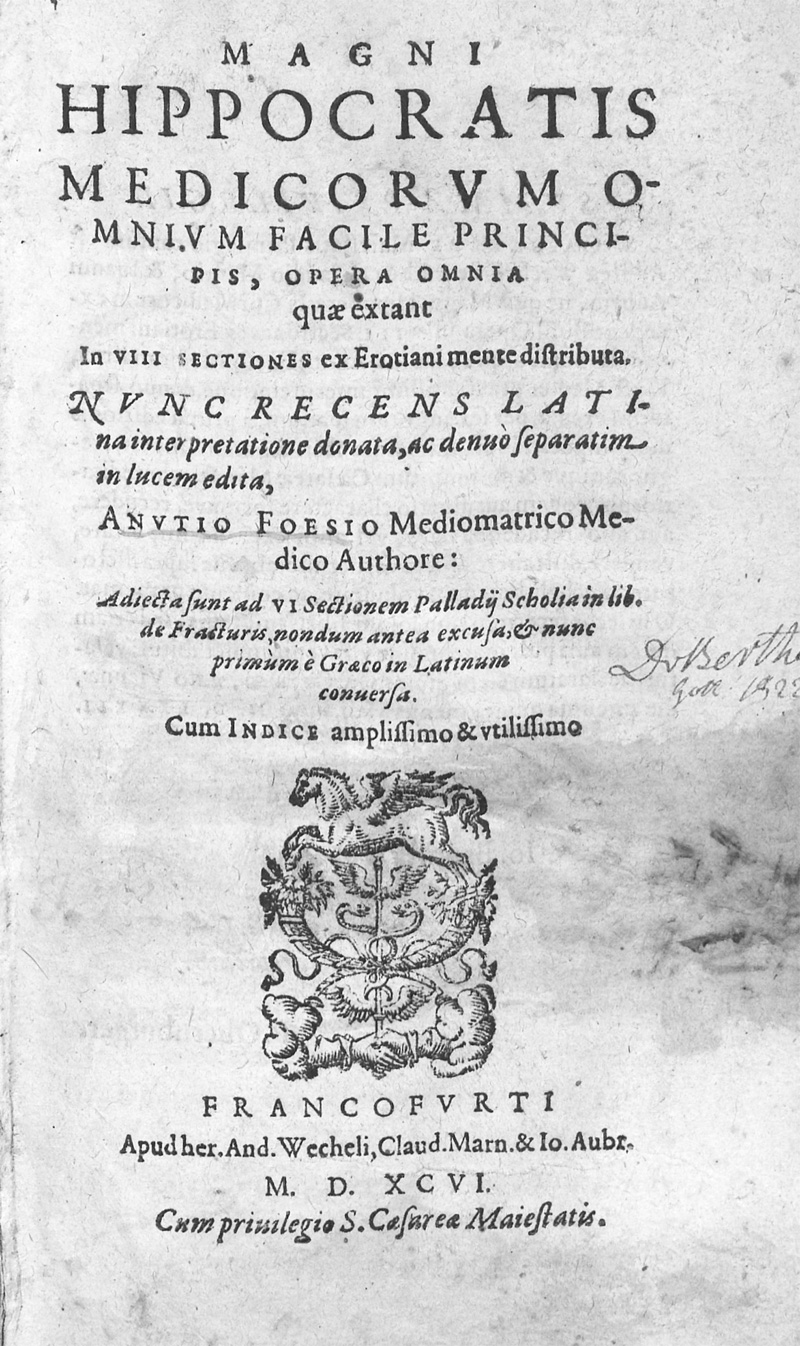 Lot 1092, Auction 128, Hippocrates, Opera omnia quae extant in VIII sectiones ex Erotiani mente distributa