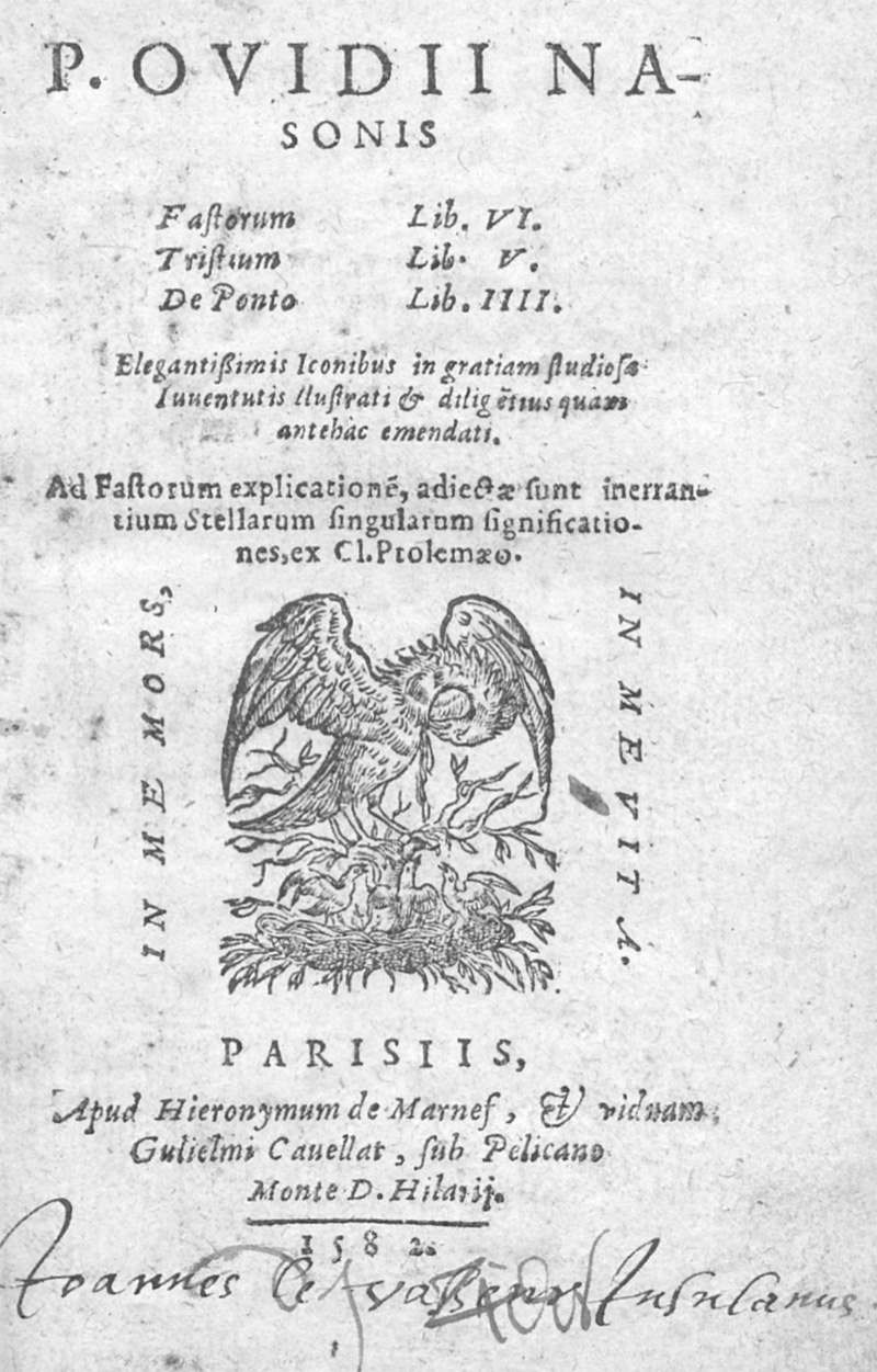 Lot 1118, Auction 128, Ovidius Naso, Publius, Fastorum lib. VI. Tristium libri , Ovidius Naso, P. Fastorum lib. VI. Tristium libri V. De ponto lib. IIII
