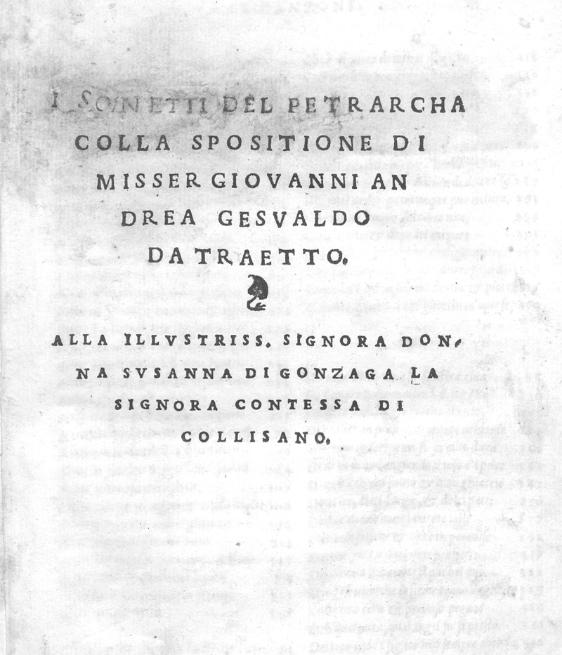 Lot 1125, Auction 128, Petrarca, Francesco, Il Sonetti del Petrarcha colla spositione di Misser Giovanni Andrea Gesualdo