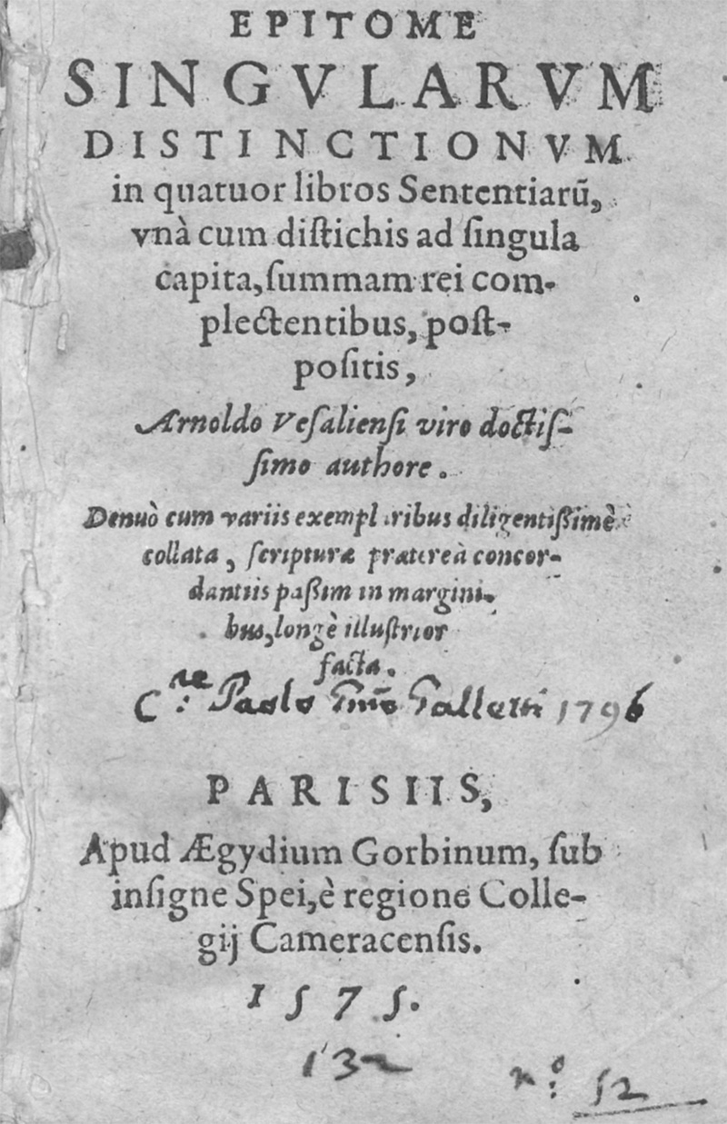 Lot 1150, Auction 128, Vesaliensis, Arnoldus, Epitome singularum distinctionum in quatuor libros Sententiarum