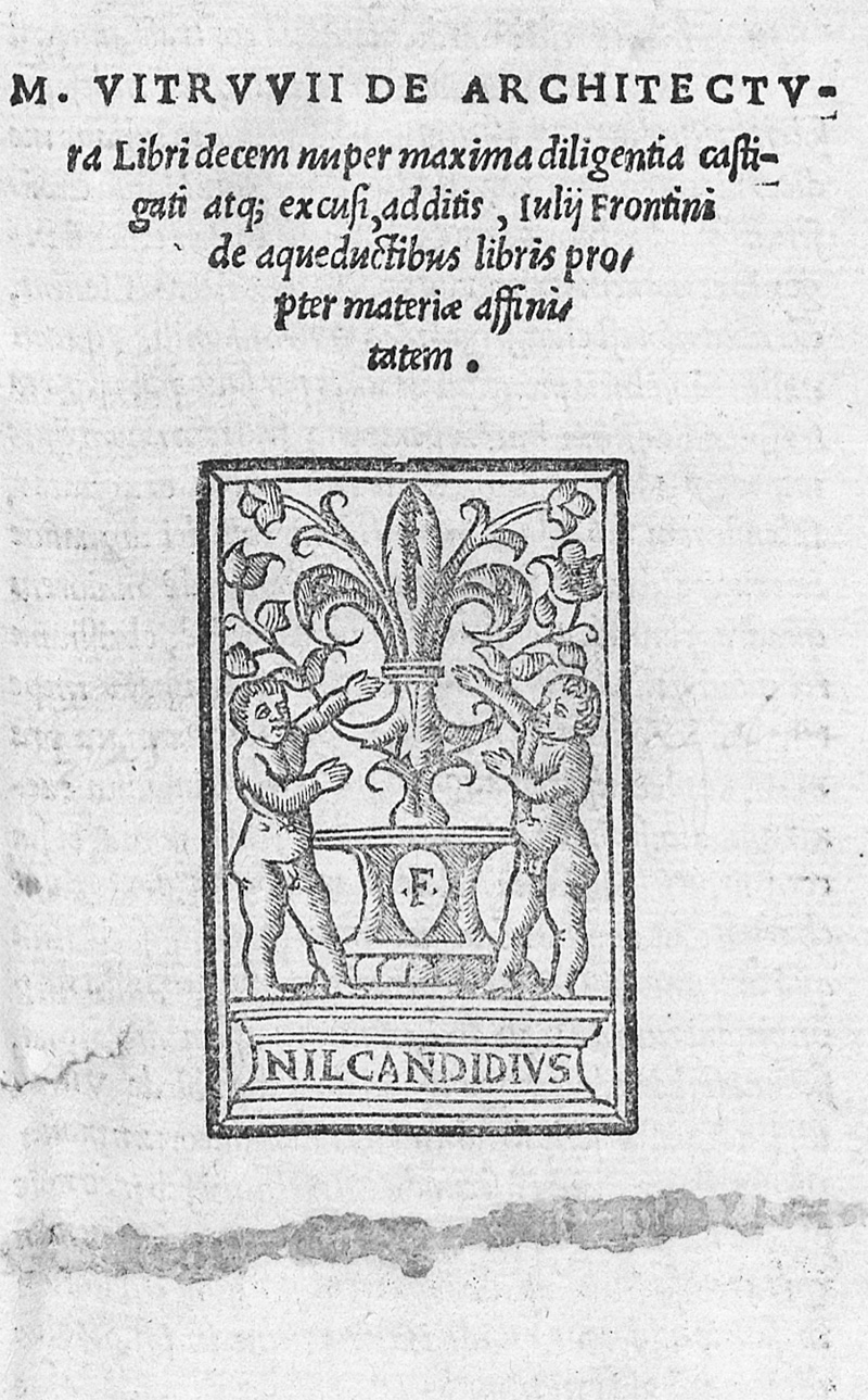 Lot 1151, Auction  128, Vitruvius Pollio, Marcus, De Architectura Libri decem nuper maxima diligentia castigati atq(ue) excusi, additis, Julij Frontini de aqueductibus (urbis Romae) libris propter materiae affinitatem
