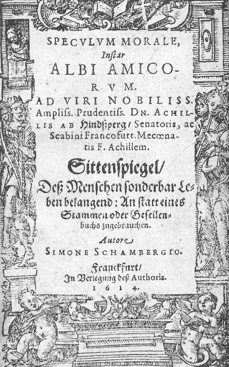 Lot 1188, Auction 128, Schamberg, Simon, Speculum Morale. Instar albi amicorum ad viri nobiliss. Sittenspiegel