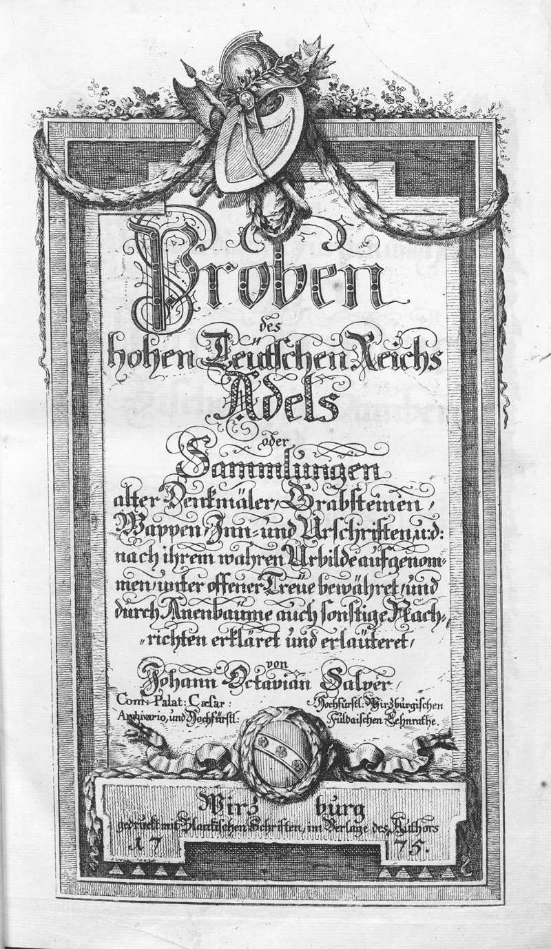 Lot 1268, Auction 128, Salver, Johann Octavian, Proben des hohen Teutschen Reichs Adels