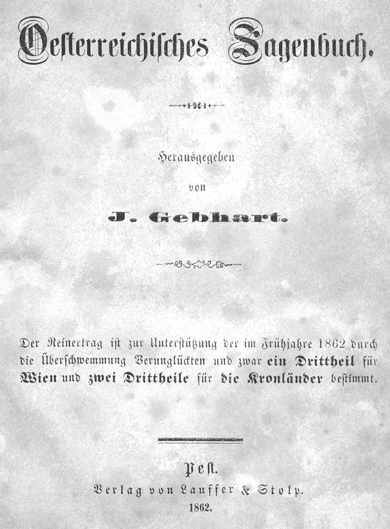 Lot 2042, Auction  128, Gebhart, J., Oesterreichisches Sagenbuch