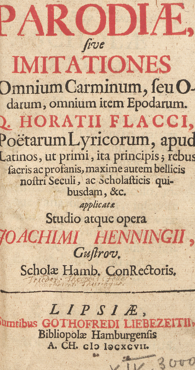 Lot 2049, Auction 128, Henning, Joachim, Parodiae, sive Imitationes omnium carminum (plus Beiband)