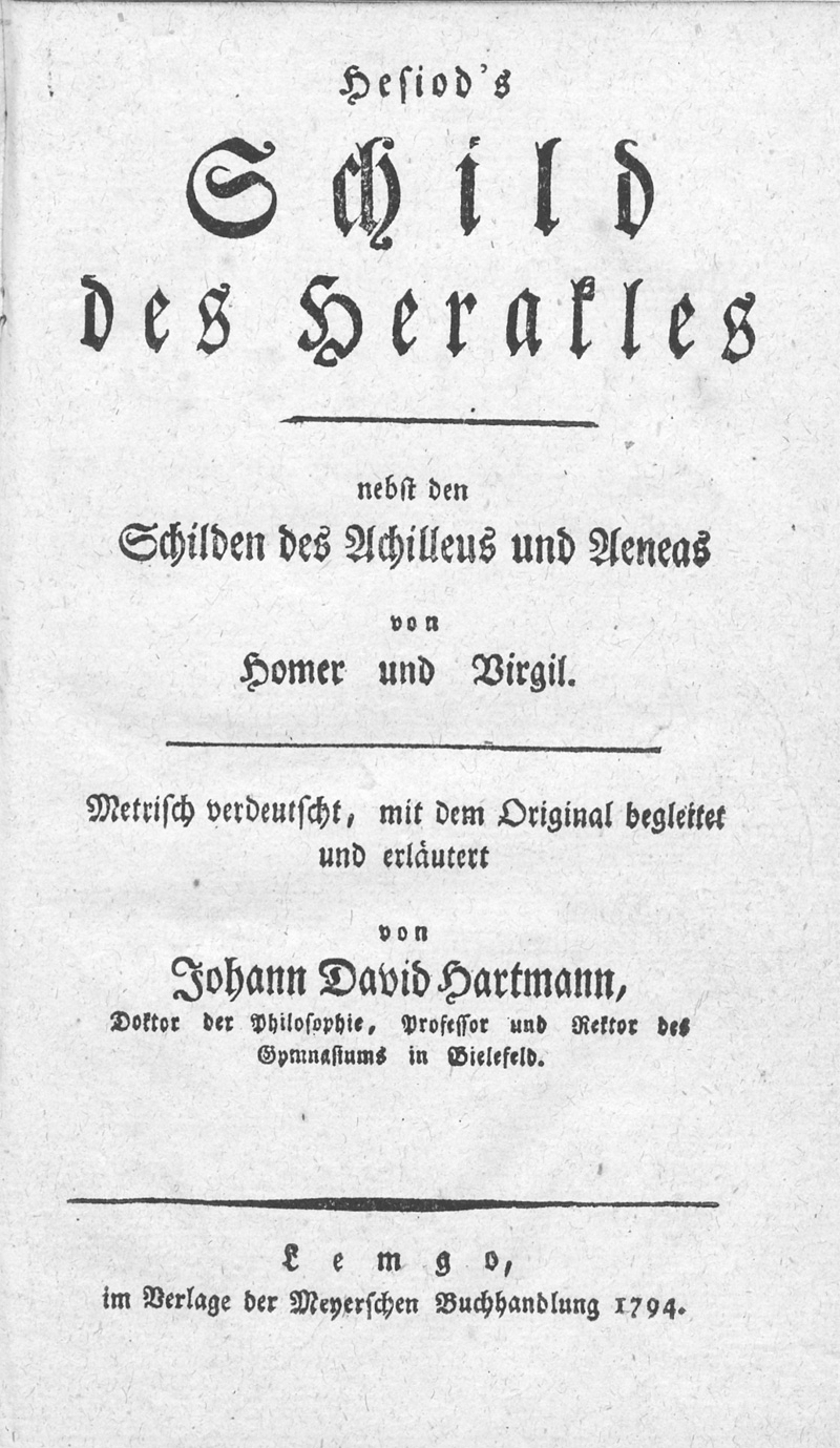 Lot 2054, Auction  128, Hesiod, Schild des Herakles nebst den Schilden des Achilleus und Aeneas 