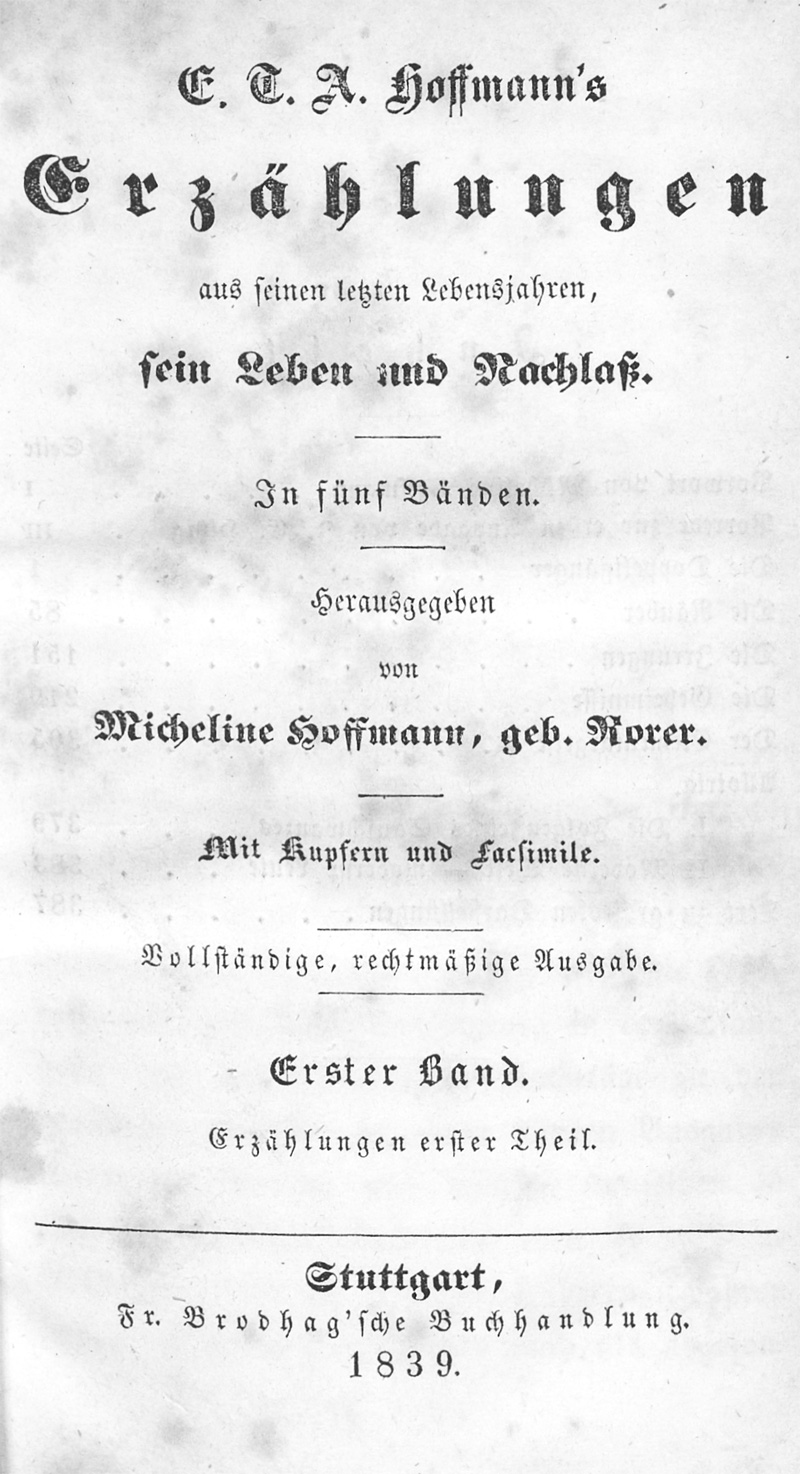 Lot 2055, Auction 128, Hoffmann, E. T. A., Erzählungen aus seinen letzten Lebensjahren