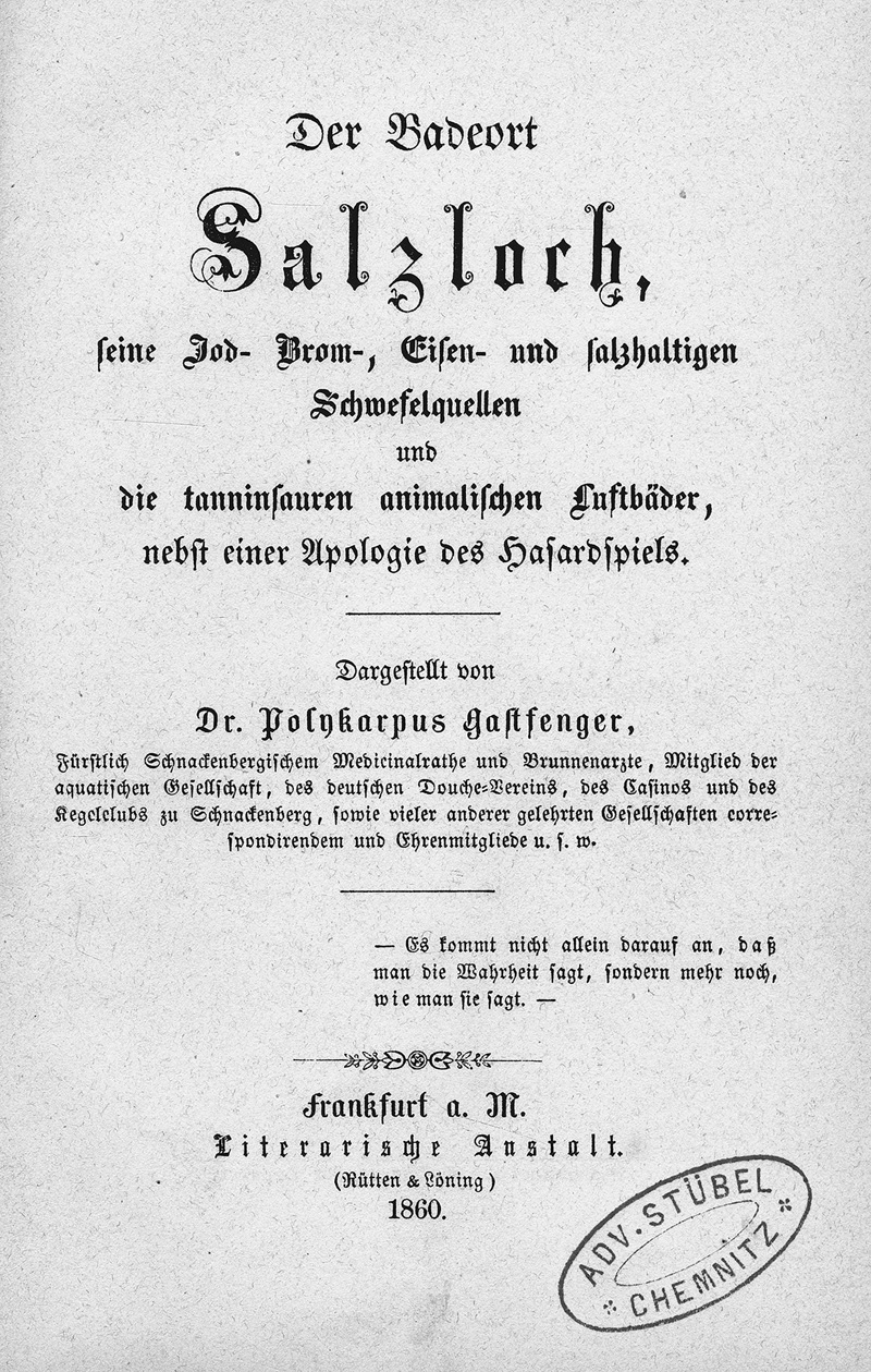 Lot 2056, Auction 128, Hoffmann, Heinrich, Der Badeort Salzloch