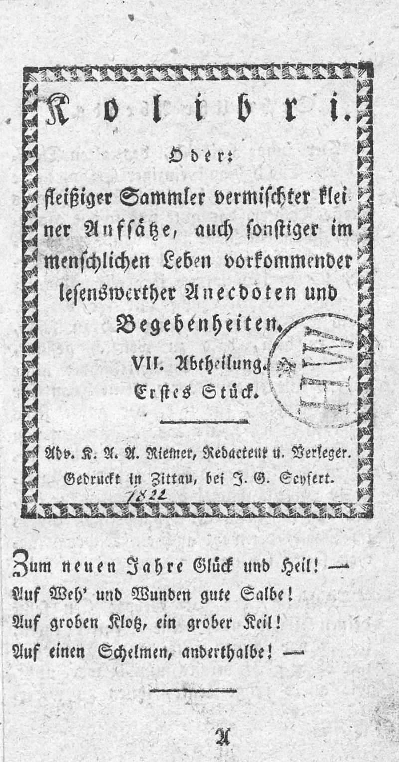 Lot 2070, Auction 128, Kolibri. Oder:, fleißiger Sammler vermischter kleiner Aufsätze