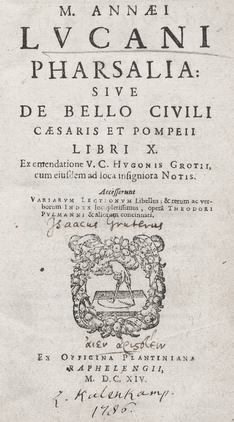 Lot 2078, Auction 128, Lucanus, Marcus Annaeus, Pharsalia: Sive De bello civili Caesaris et Pompeii libri X