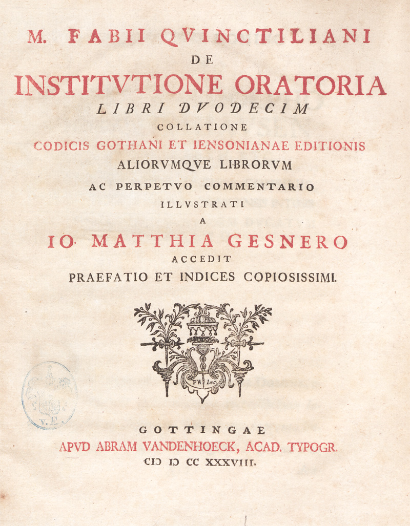 Lot 2120, Auction 128, Quintilianus, Marcus Fabius, De institutione oratoria