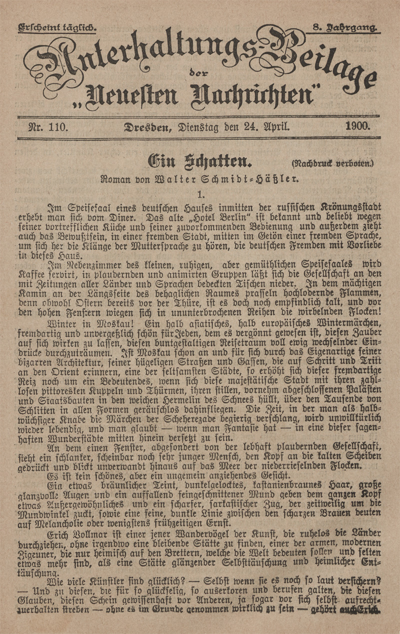 Lot 2133, Auction 128, Schmidt-Häßler, Walter, Ein Schatten