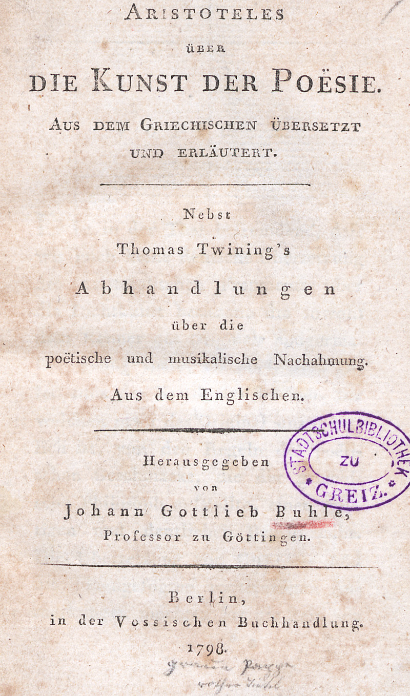 Lot 2164, Auction  128, Aristoteles, Über die Kunst der Poësie.