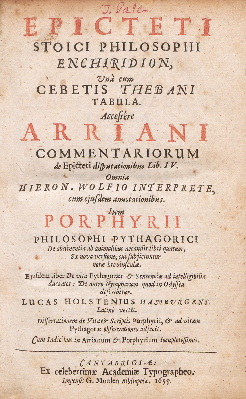 Lot 2165, Auction 128, Epiktet, Enchiridion, una cum Cebetis Thebani tabula